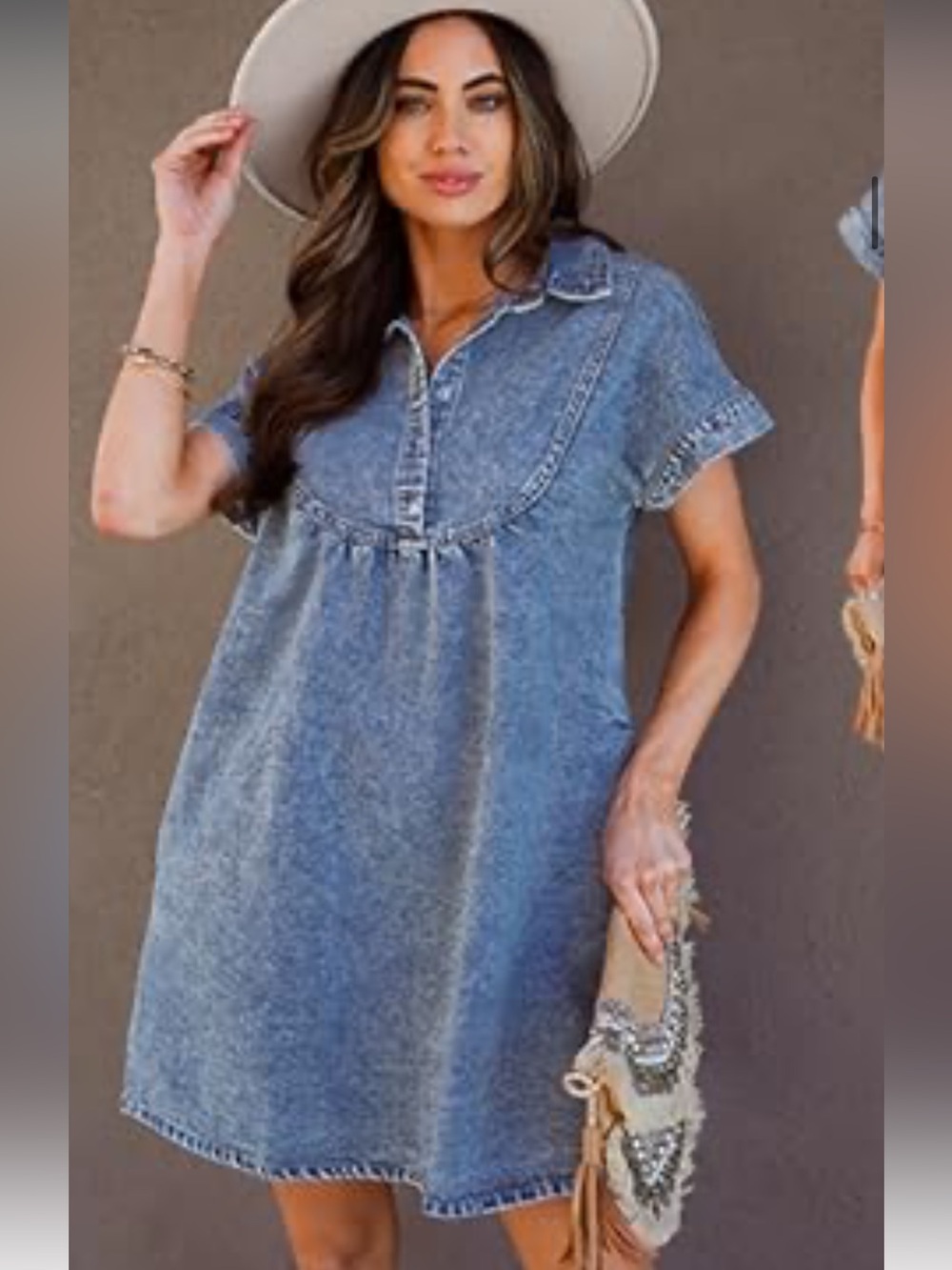 Blue Denim Mini Shirt Dress - Casual Collared Summer Dress